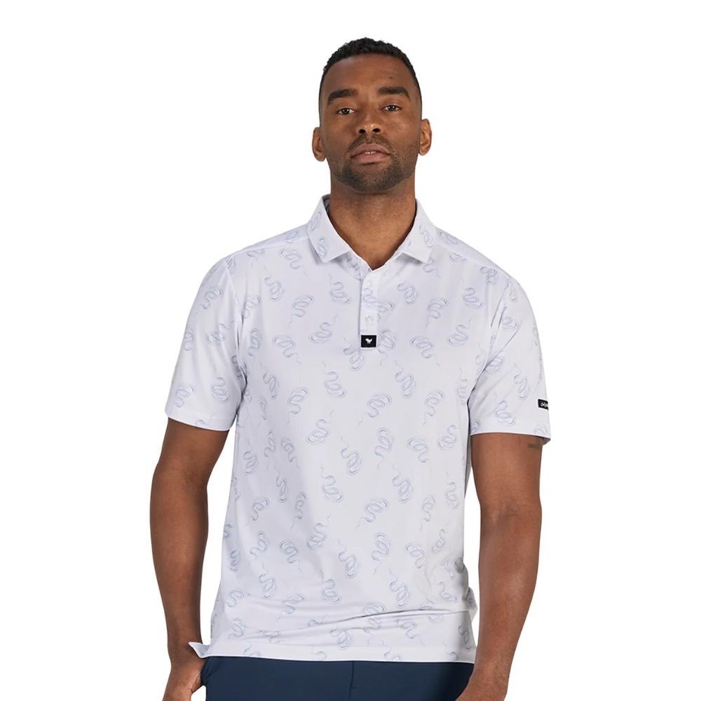 Bad Birdie Sidewinder Golf Polo Mens Large White Snake Print SS25FI-BBMP015-639